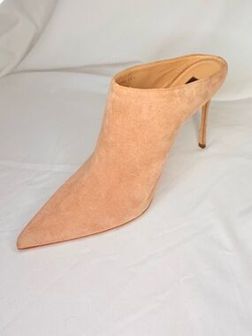NEW- Sergio Rossi Suede Mules - Neutral Beige/Nude